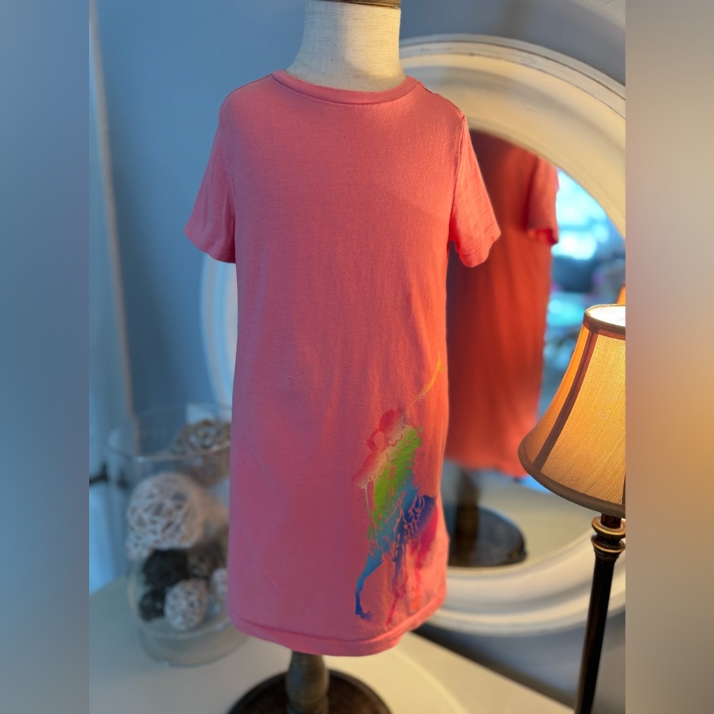 Girls Polo Ralph Lauren T-Shirt Dress with Pony Print. Size 4T